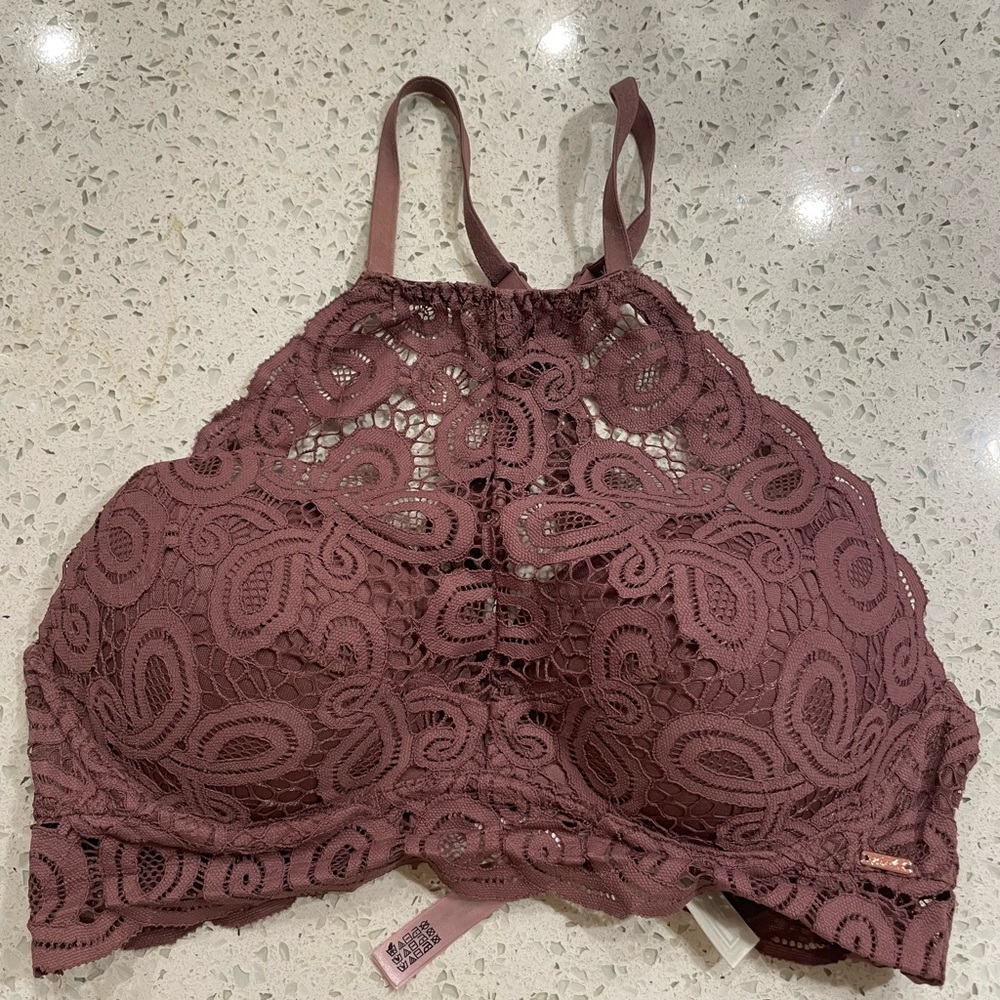 Victoria's Secret PINK Push-Up Lace Bralette Bra (mauve brown)